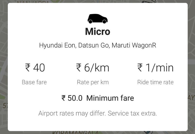 Ola Uber clone with their new micro plan