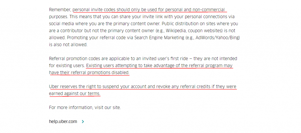 Uber referral warning - Referal campaigns on Uber & Uber clones