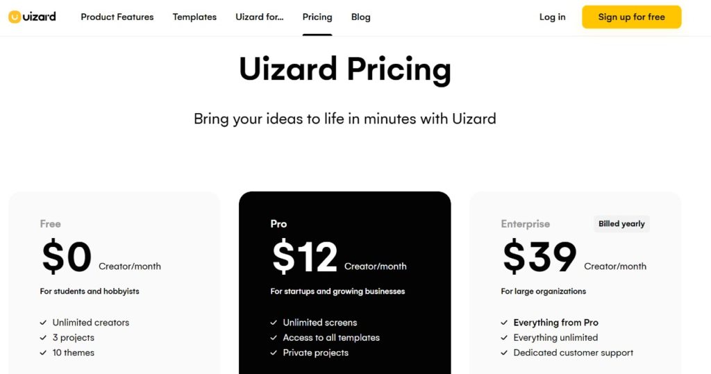 Uizard Website