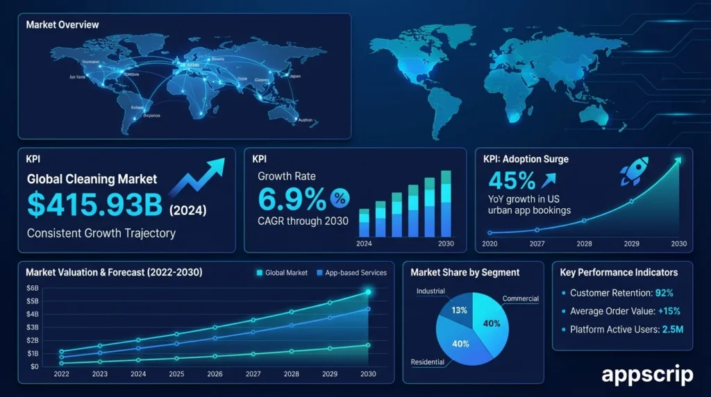 how to launch a cleaning startup app in 45 days - market overview