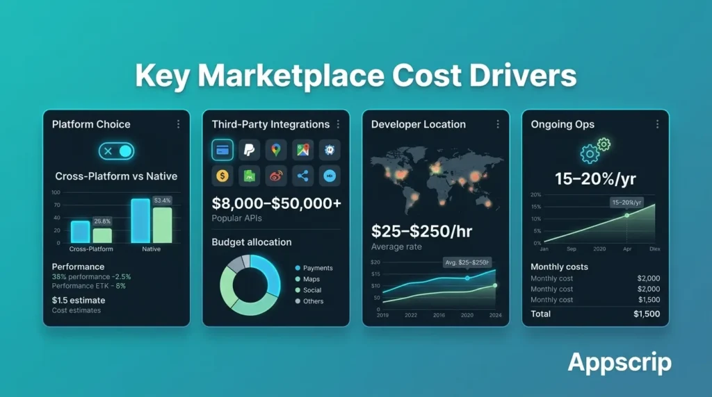 Cost to Build a Marketplace App in 2026 - Key marketplace cost drivers