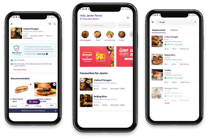 customer app for Food delivery software