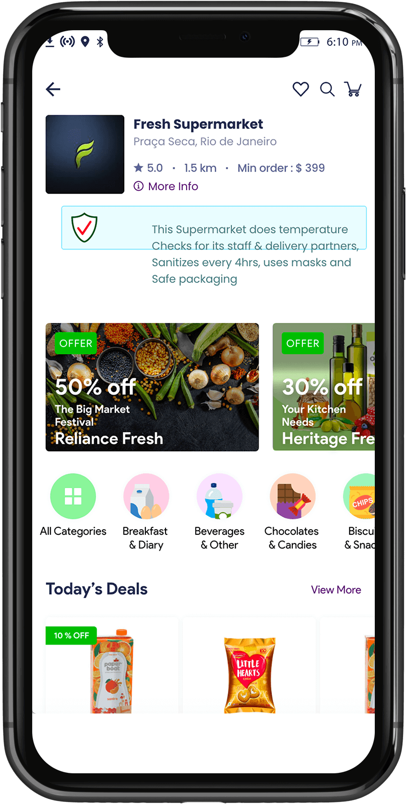grocery delivery home screen on gojek clone