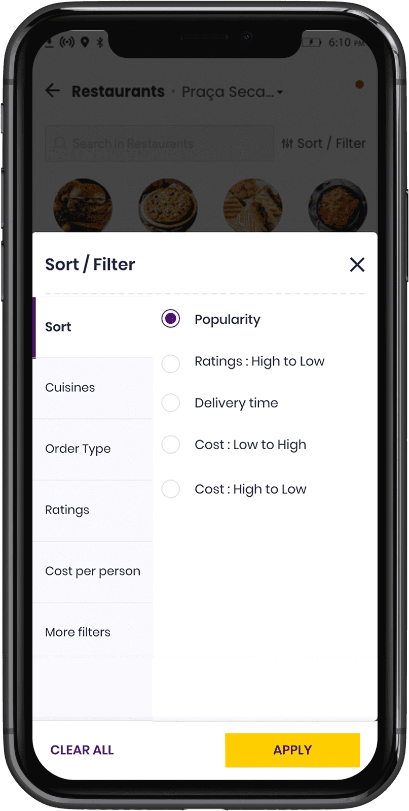 sort-and-filter-option-in-food-delivery-customer-app