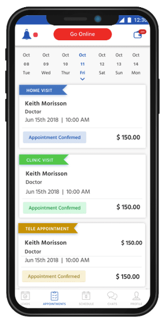 Doctor appointment app doc schedule list