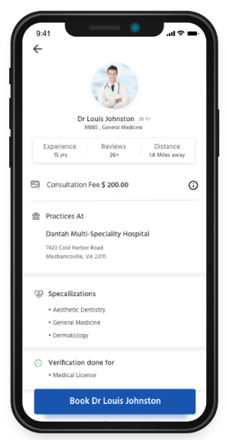Hospital appointment app doctor detail