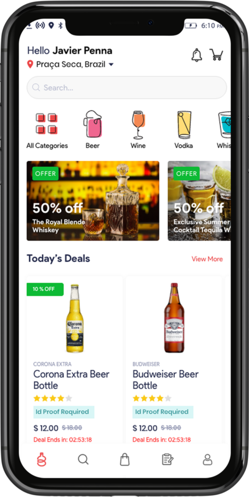 Alcohol Delivery software Home page