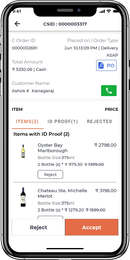alcohol delivery software Cart details