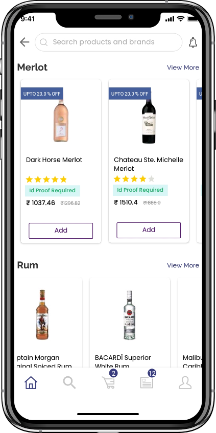 alcohol delivery software product catalog