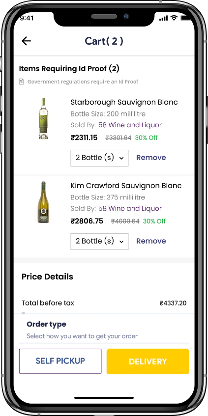 alcohol delivery software self pickup