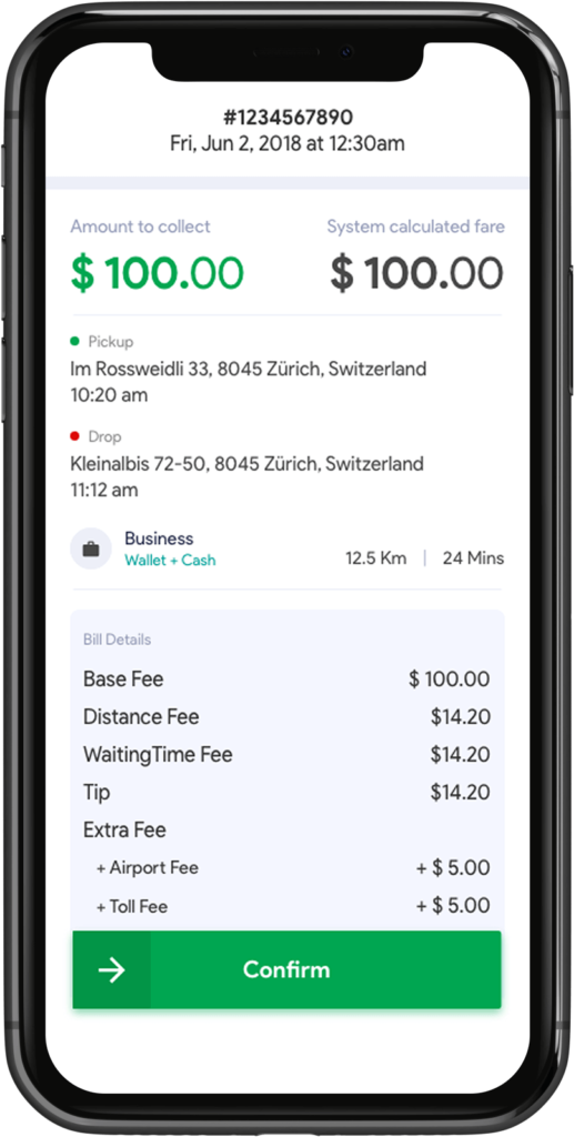 Invoice of The Best Taxi App Solution