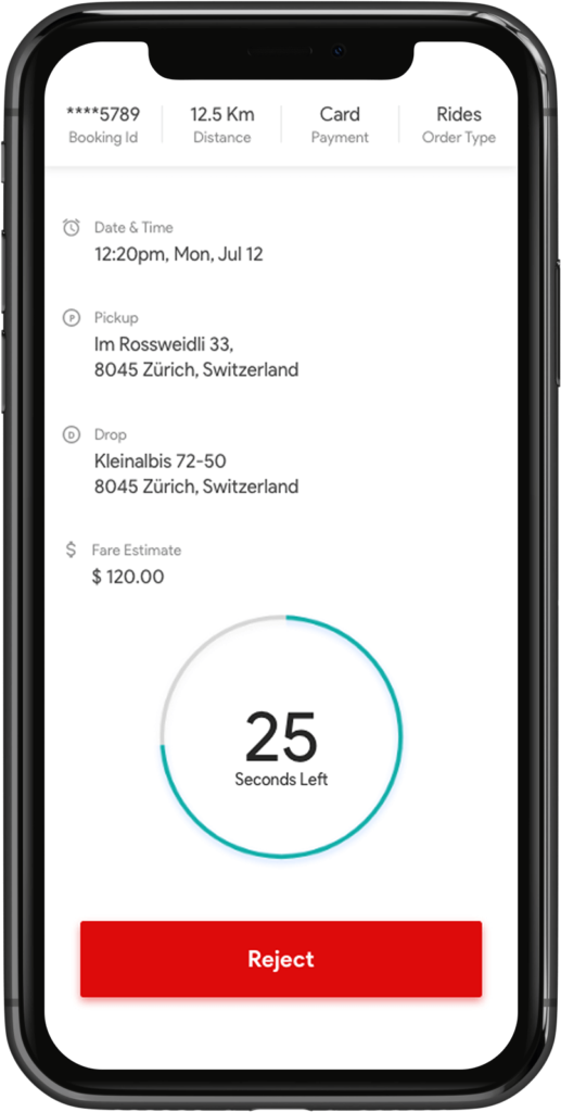 Solicitudes de conductores en vivo Software de reserva de transporte