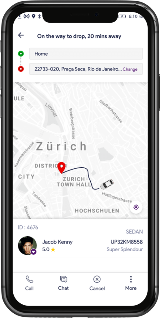VIA Taxi App Live tracking