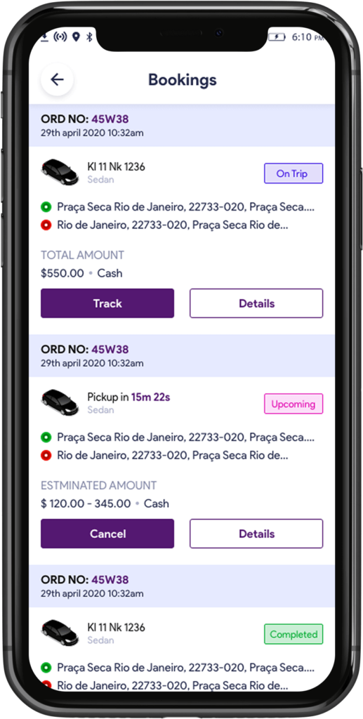 Su opción de reservas en el software de reservas de transporte